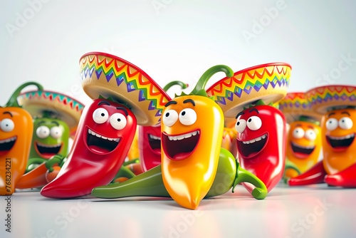 Hot pepper characters, Mexican peppers, Cinco de mayo photo