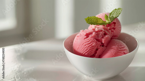 Refreshing Prickly Pear Sorbet with Mint Garnish