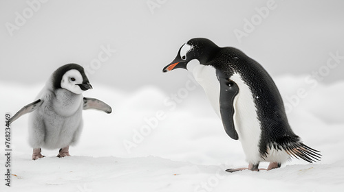 Penguin Chick Exploring Icy Terrain