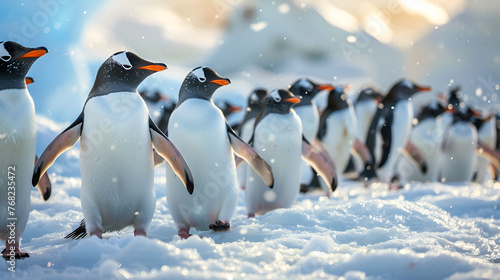 Penguin Colony Bustling with Activity photo