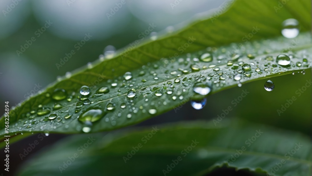 raindrops on fresh green leaves raindrops on fresh green leaves
