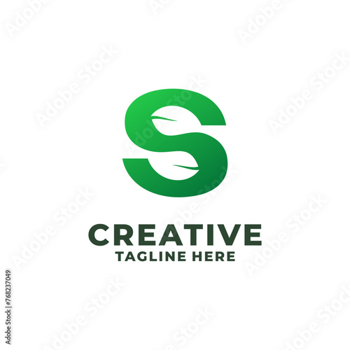 Trend Initial Letter S With Leaf Logo Vector