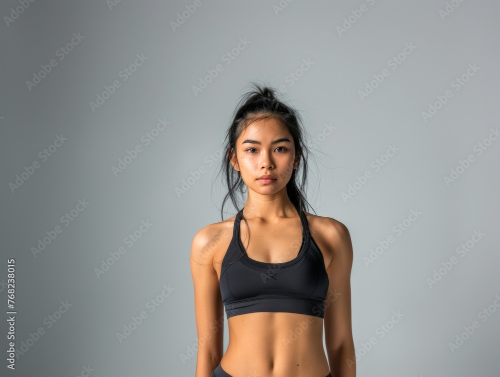 Attractive woman with a fashionable hairstyle in stylish sportswear. Fashion and beauty, active lifestyle and sports. Attractive woman with a fashionable hairstyle in stylish sportswear. Fashion and beauty, active lifestyle and sports.