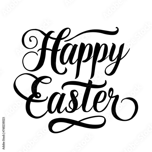 Happy Easter Text Isolated White Background photo