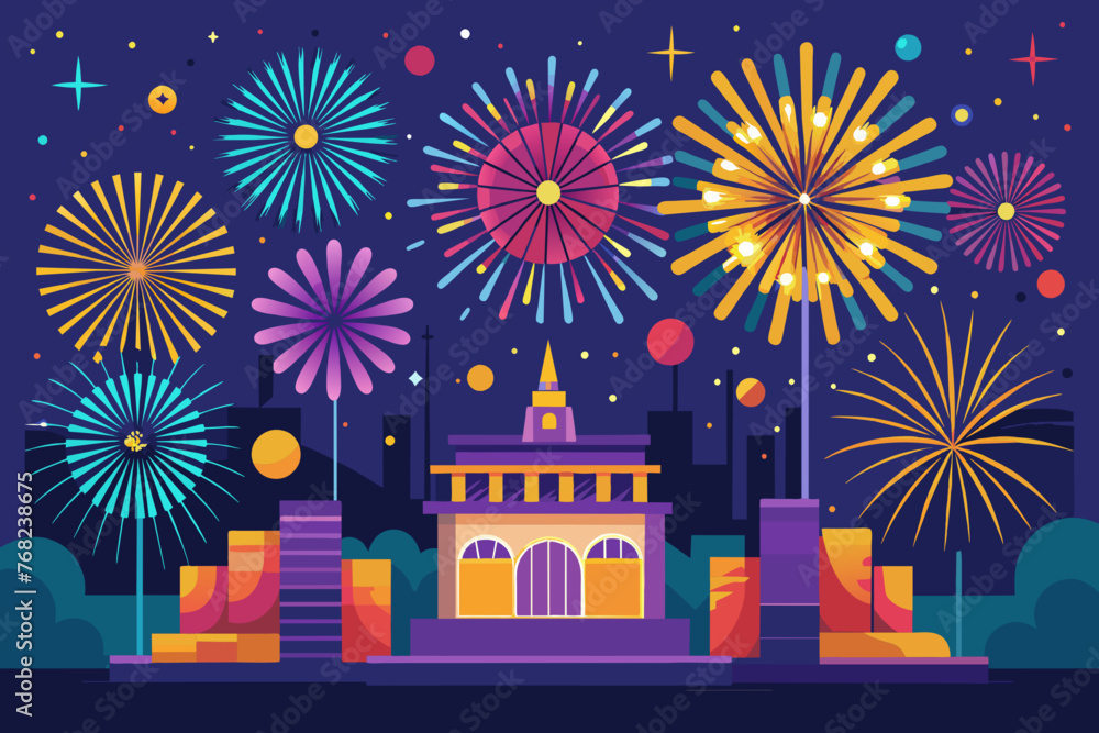 New years fireworks vector illustration
