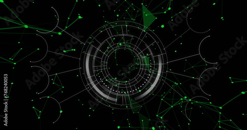 Image of network of connections with scope on black background
