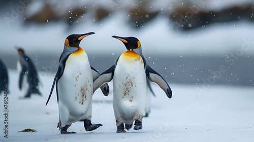 Playful interaction between penguins