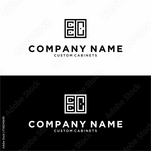 cabinet logo concept, Kitchen Set Logo Design Vector