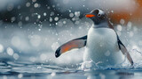 Icy Penguin Splash Playful