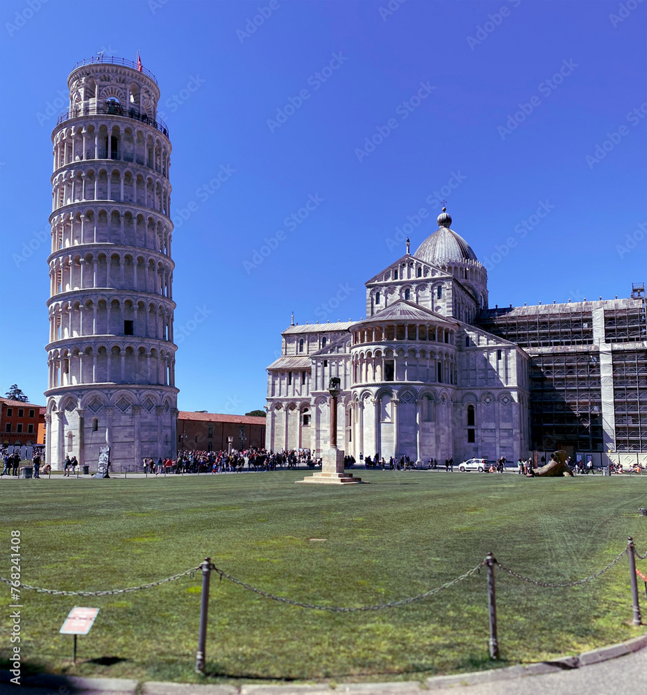 Leaning tower in Pisa, Piazza dei Miracoli, Italy.