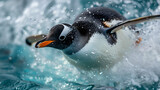 Stealthy Penguin Diving into the Depths (Deep Sea)