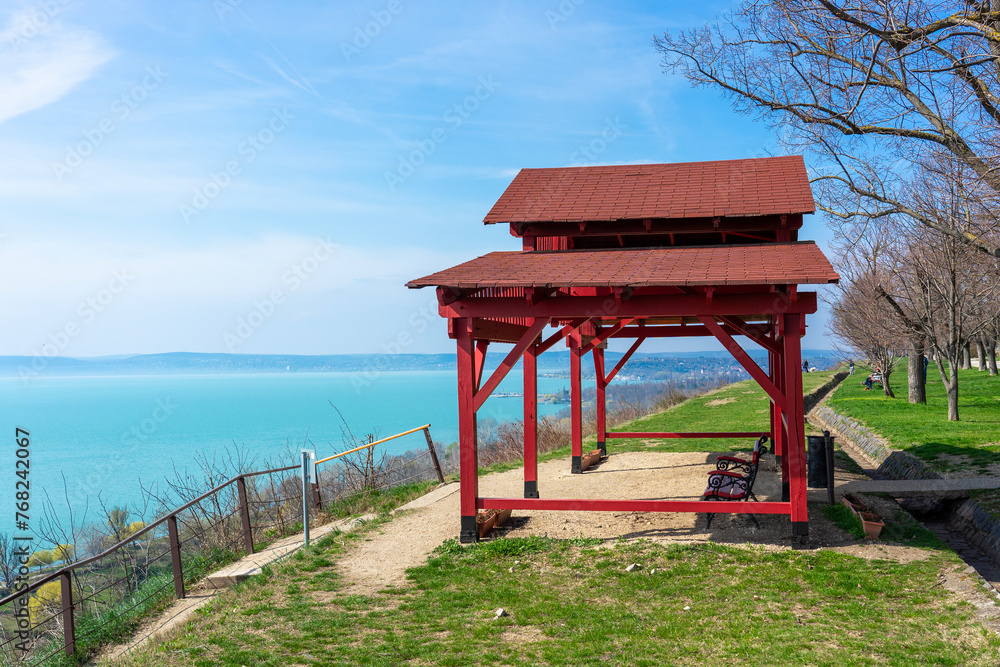 Balatonakarattya Kisfaludy view point on high part Lake Balaton shore Balatonakarattya Kisfaludy view point on high part Lake Balaton shore