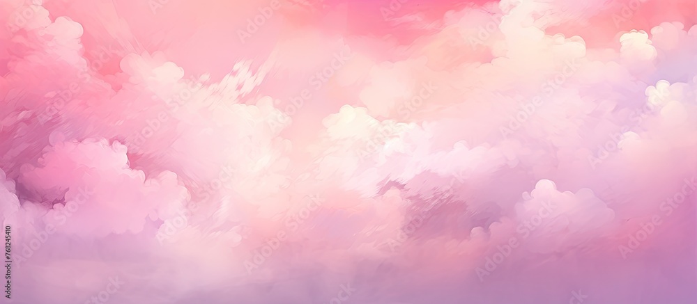 The sky displays hues of pink and purple in a cloud-filled canvas, creating a serene and dreamy atmosphere