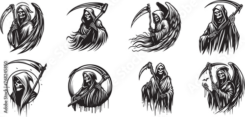  Black and White Grim Reaper Series vector graphics