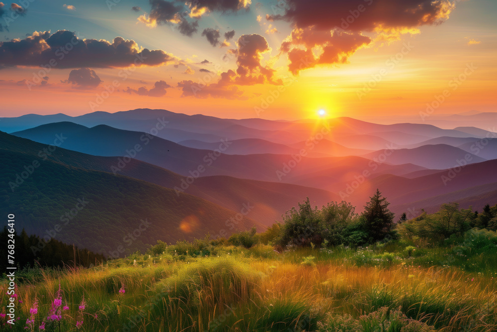 Sunset Serenity Over Rolling Hills Sunset Serenity Over Rolling Hills