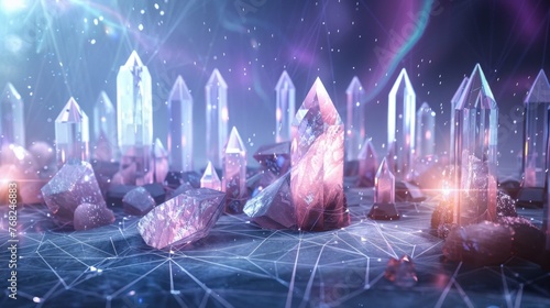 Serene and Powerful Crystal Grid Emitting Gentle Glow