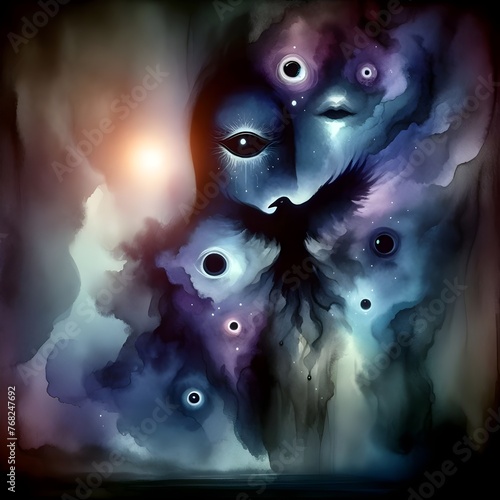 Spectral Entity Amidst Cosmic Dust © Generative