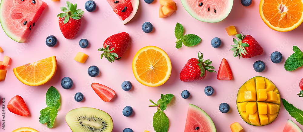flat lay composition of summer fruits on pink background,summer wallpaper,banner,hello summer,summer solstice flat lay composition of summer fruits on pink background,summer wallpaper,banner,hello summer,summer solstice