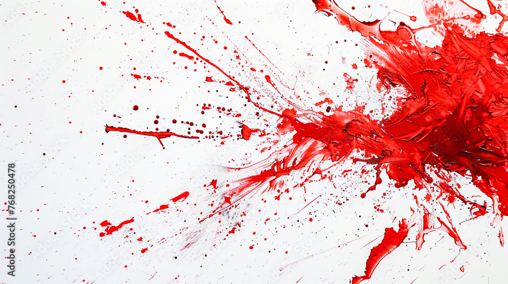 Red splash of paint on a white background