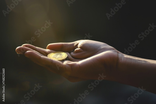 Hand Holding Coins for Donation