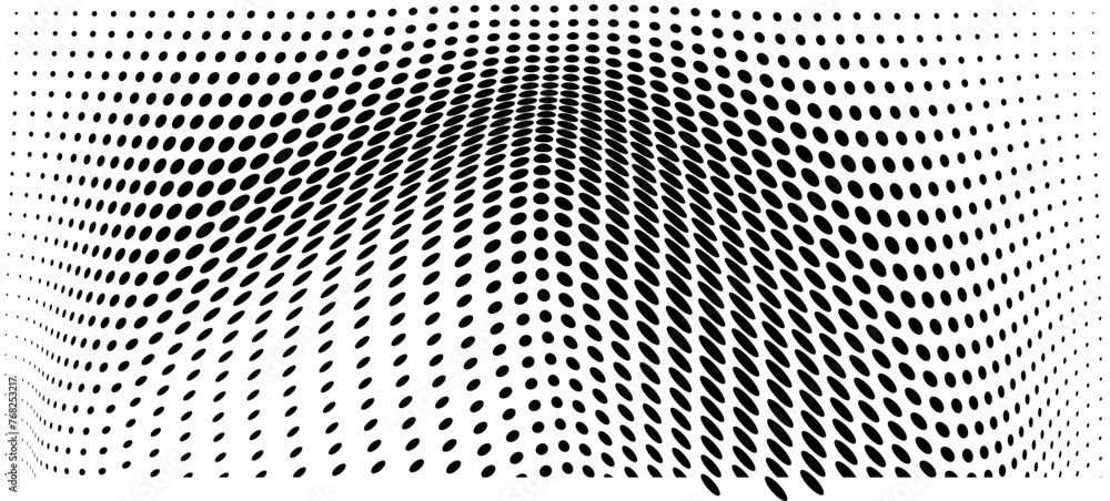 Abstract halftone texture. Chaotic waves of black dots on a white background Abstract halftone texture. Chaotic waves of black dots on a white background