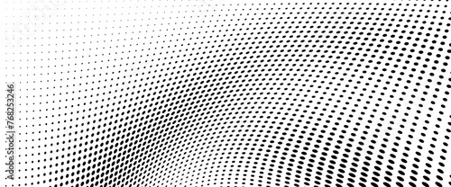 Vector black and white halftone texture made of waves