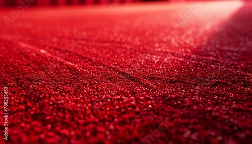 Luxurious red glitter carpet with spotlight shining for elegant background design photo