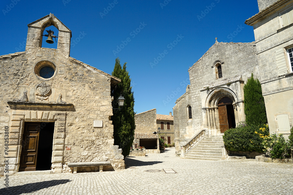 Las Baux de Provence historic town with stone houses and churches, popular tourist landmark in Provence, France
