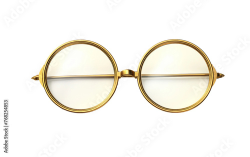 Gilded Rimmed Monocle Isolated On Transparent Background PNG.