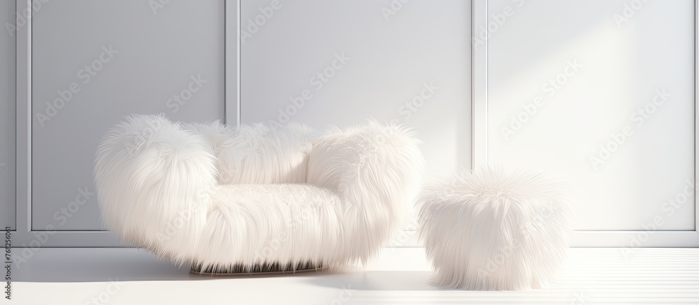 A cozy chair and matching ottoman are featured in a detailed close-up shot, enhancing the room's decor and comfort A cozy chair and matching ottoman are featured in a detailed close-up shot, enhancing the room's decor and comfort