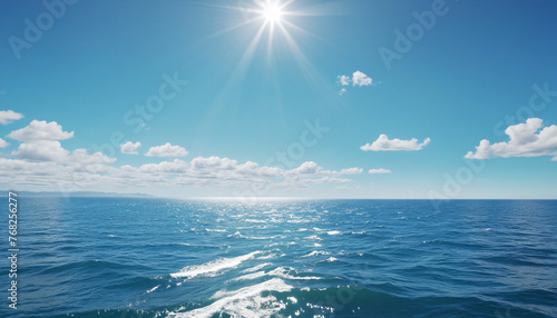 Animation-style illustration scenery of the vast sea and sky photo
