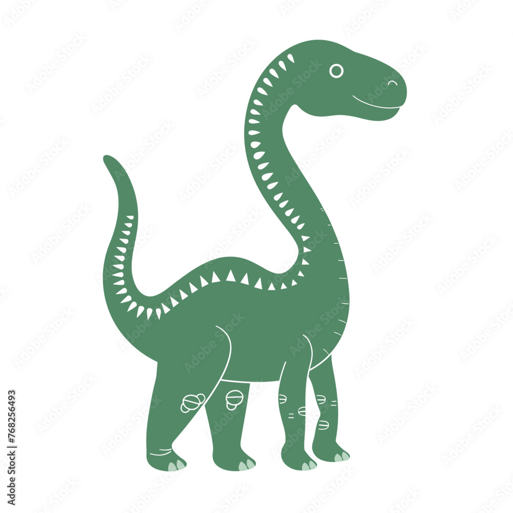 Vector illustration with cute dinosaur on white background. Template for design, fabric, print.