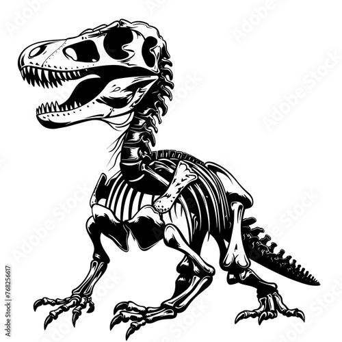 Tyrannosaurus Rex skeleton isolated on white background. Vector illustration.