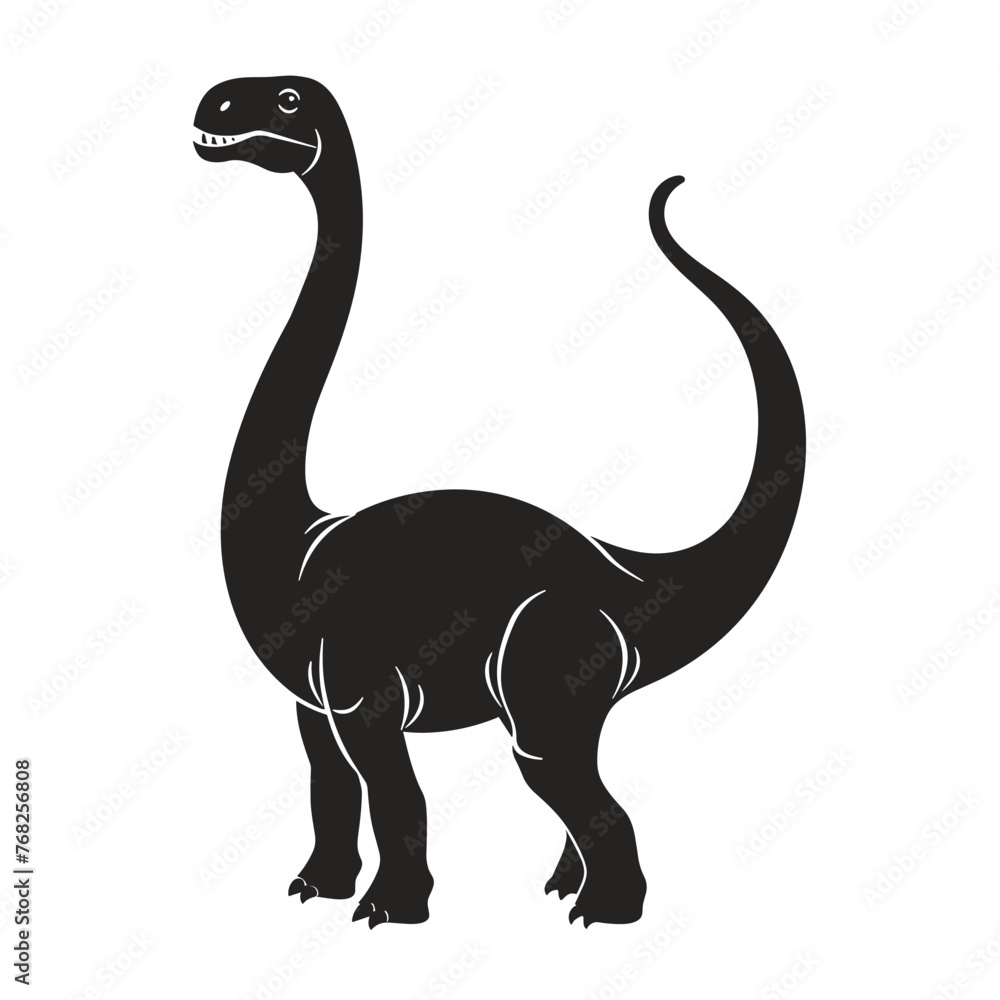silhouette of a dinosaur on a white background, vector illustration
