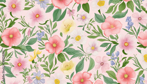 collection of soft pastel spring flowers 