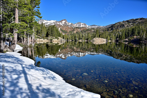 Reflections in Grass Lake, Desolation Wilderness, California.