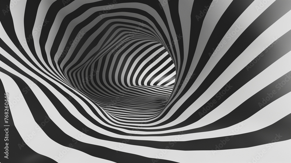 Abstract Optical Illusion Tunnel in Black and White Abstract Optical Illusion Tunnel in Black and White