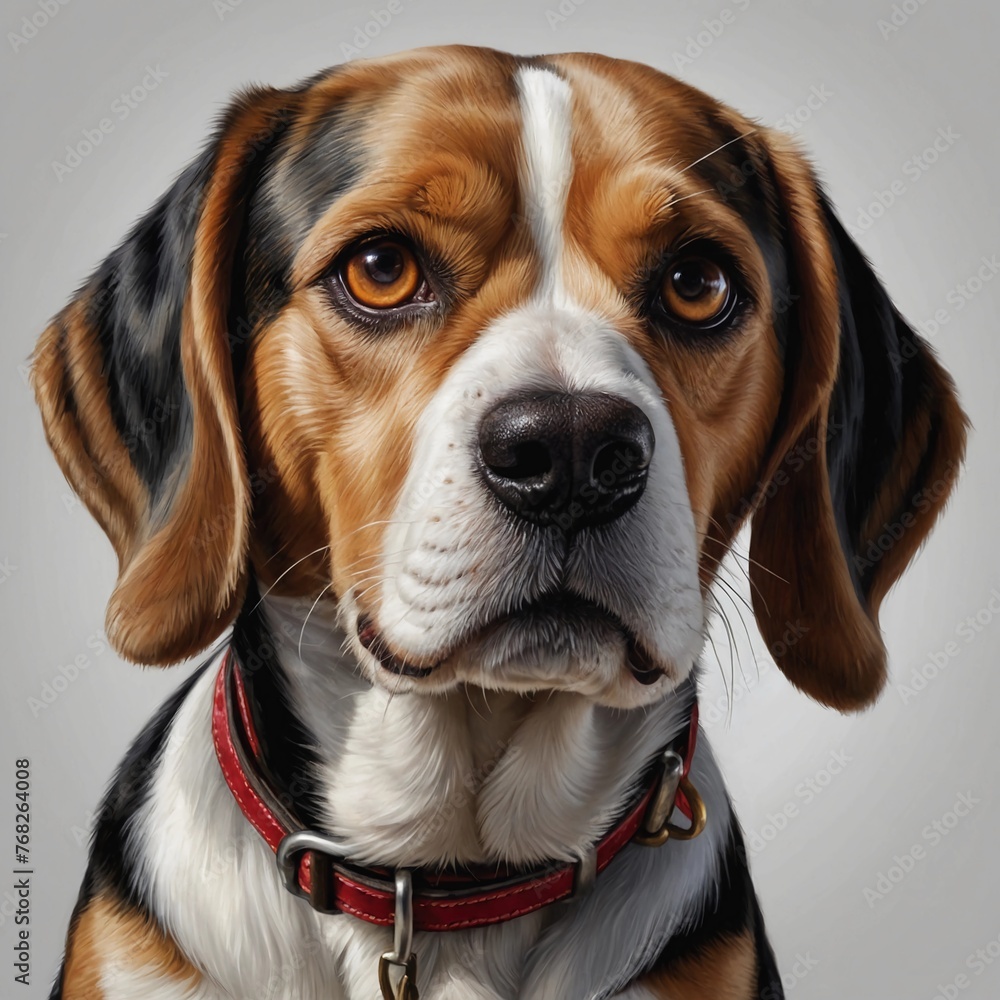 A photo of an amazingly cute, funny and charming beagle dog on a beautiful background. Generative AI