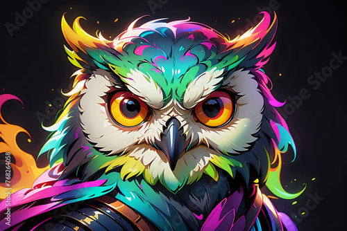 Neon Vigilant Owl Gaze.
An owl portrait brought to life with vibrant neon shades, perfect for compelling avatars and nature-inspired art.