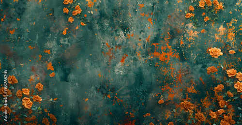 abstract image of a flower greenish blue and orange color photo
