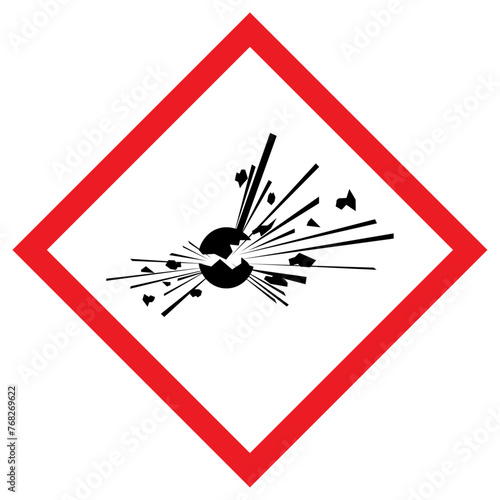 Vector graphic of physical hazard sign indicating unstable explosives or peroxides