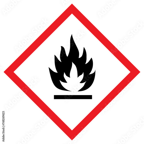 Vector graphic of physical hazard sign indicating flammable gases, aerosols, liquids or solids