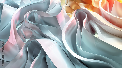 Metallic waves and ruffles - abstract background, horizontal banner photo