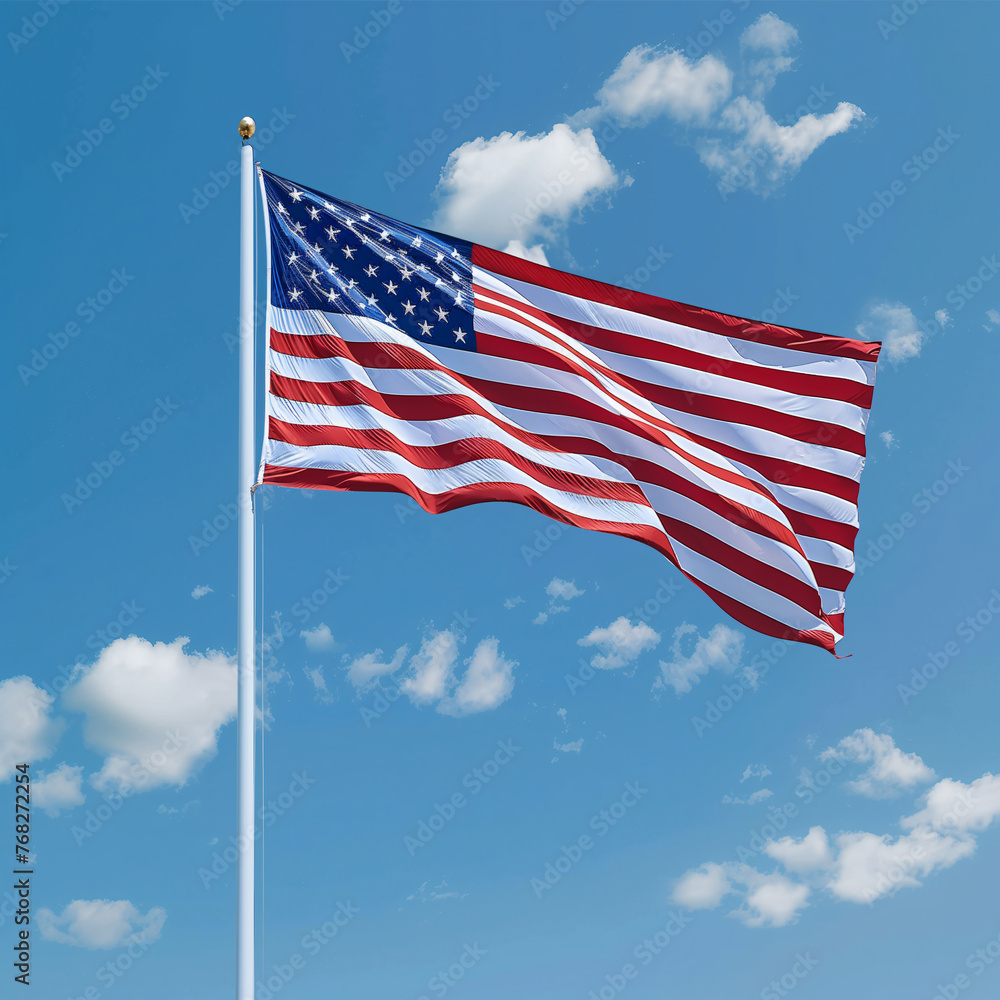 Fototapeta premium american flag waving in the wind