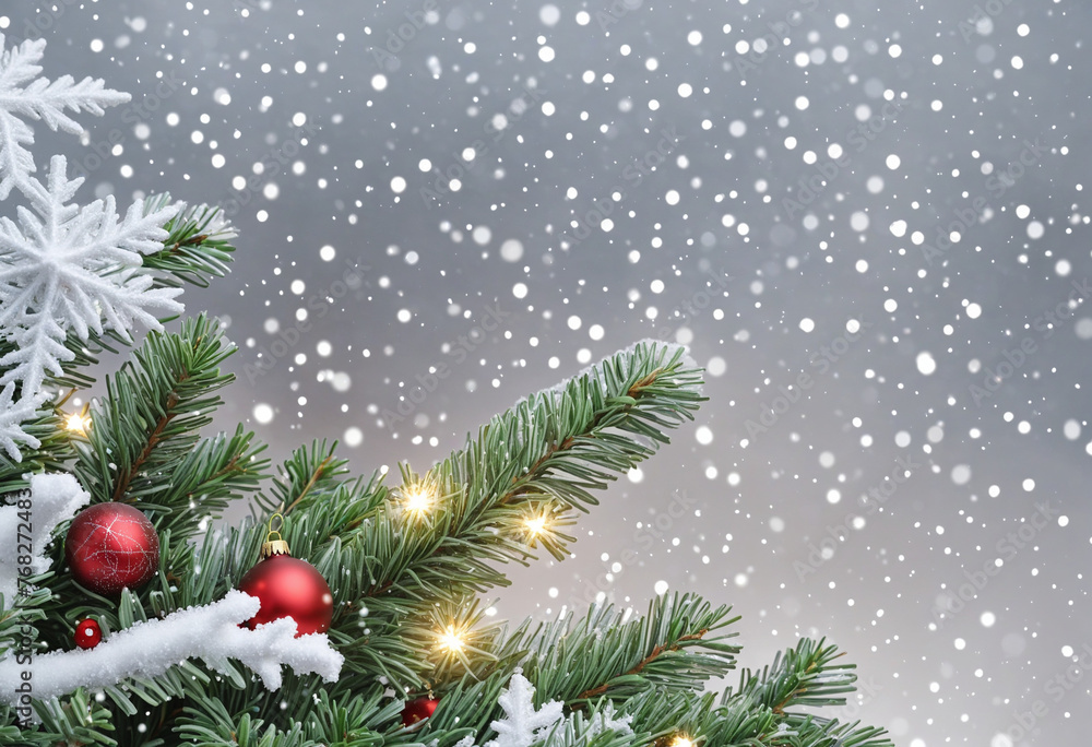 Obraz premium christmas tree with snow card design wall paper