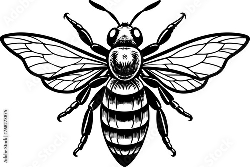 A realistic Bee silhouette  vector art illustration © Moriom