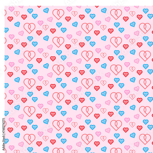 Vector seamless pattern with pink hearts
