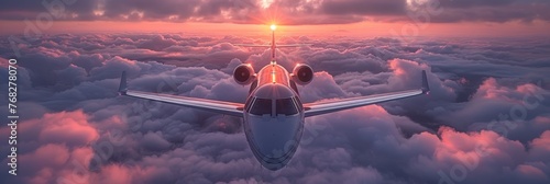 Elegant business jet soaring above the clouds, tailored for executive comfort.