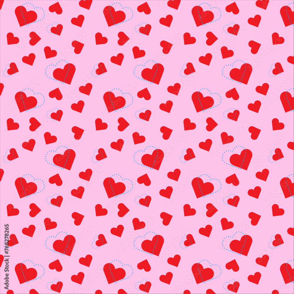 Cute love valentine day background seamless pattern