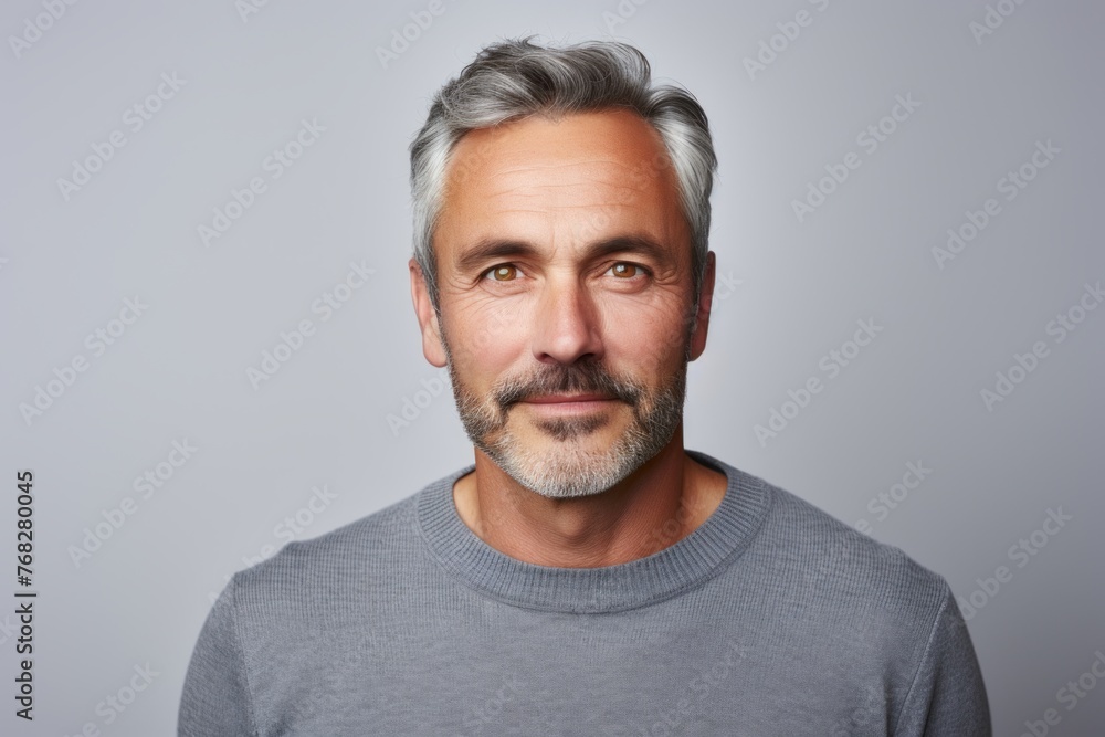 Handsome mature man with grey hair and beard looking at camera. Handsome mature man with grey hair and beard looking at camera.